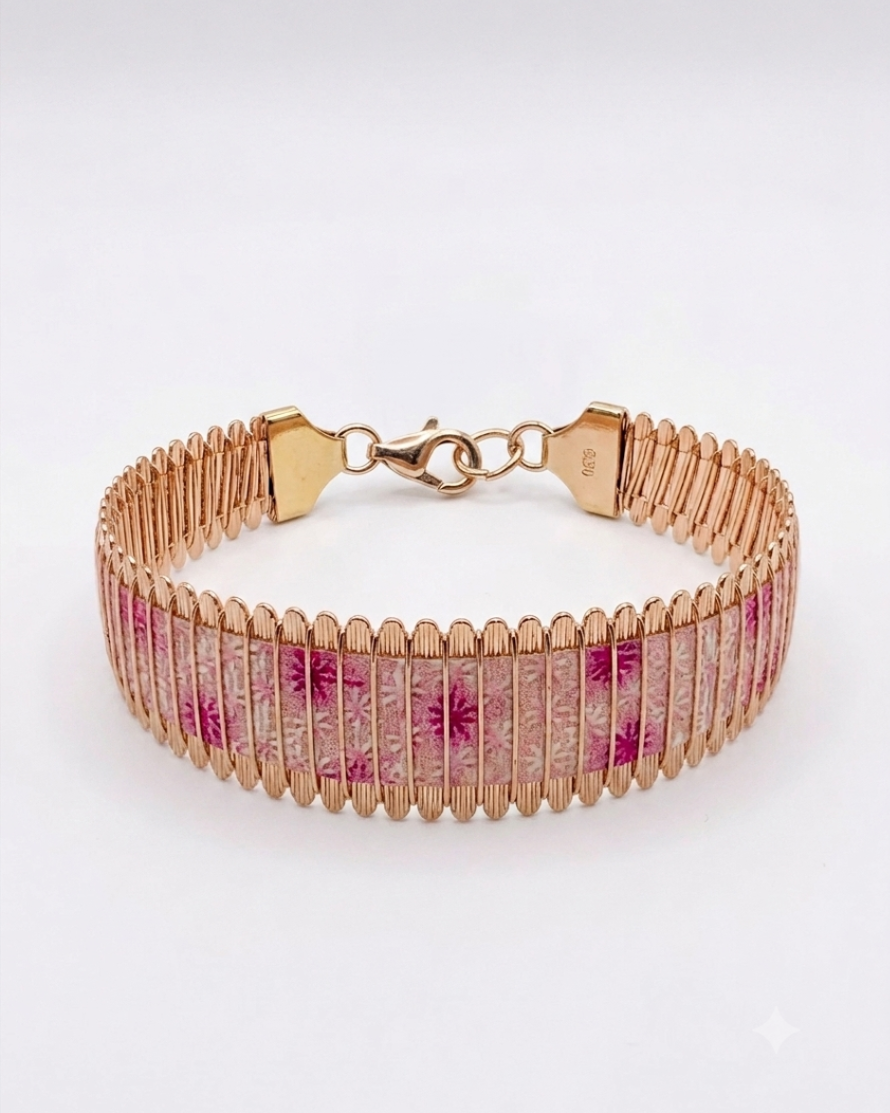 Enchanted Rose Gold Flora Cuff in 92.5 Silver
