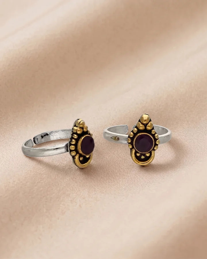 Padmaraga Toe Rings in 92.5 Silver