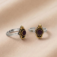 Padmaraga Toe Rings in 92.5 Silver