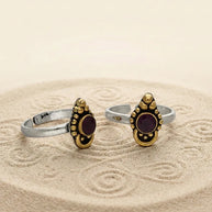 Padmaraga Toe Rings in 92.5 Silver - Silsila by Dvaar