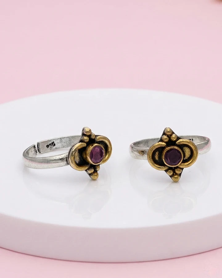 Manikya Toe Rings in 92.5 Silver - Silsila by Dvaar