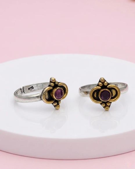 Manikya Toe Rings in 92.5 Silver - Silsila by Dvaar