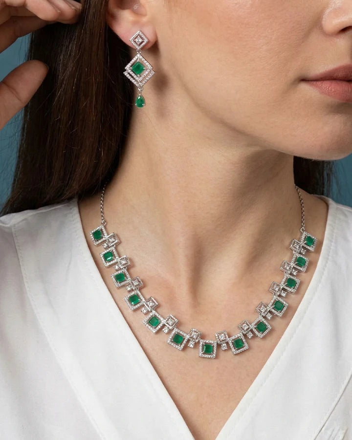 Jade Collar Set in 92.5 Silver