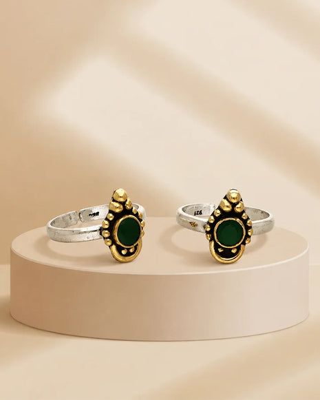 Verdant Toe Rings in 92.5 Silver - Silsila by Dvaar
