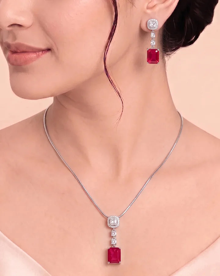Red Pop Charm Duo in 92.5 Silver
