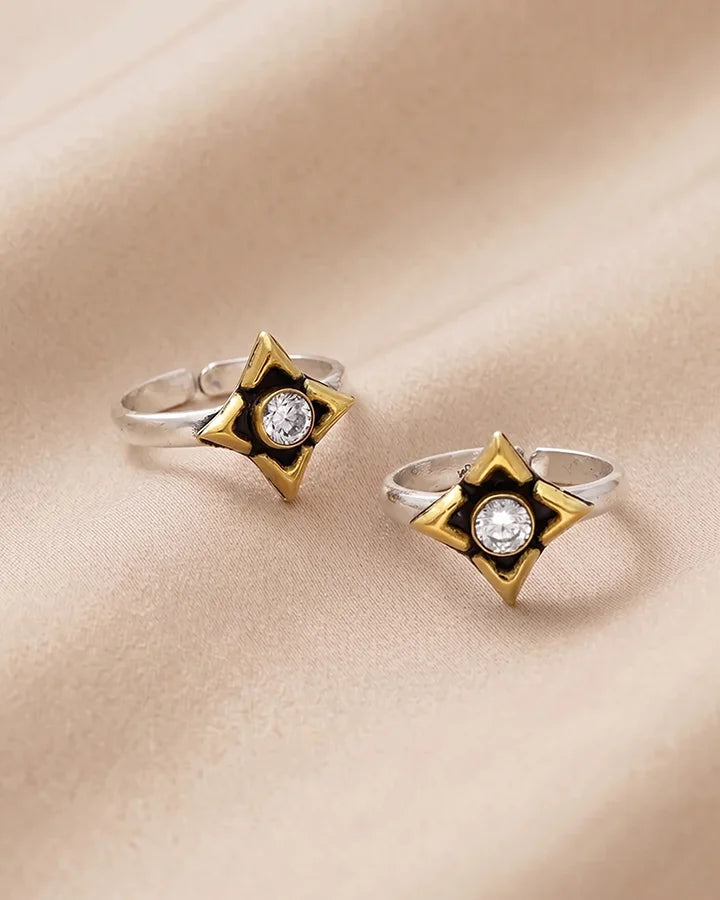 Star Toe Rings in 92.5 Silver