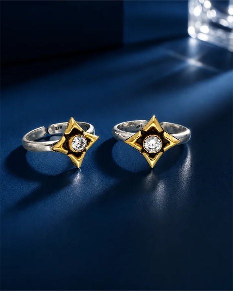 Star Toe Rings in 92.5 Silver - Silsila by Dvaar