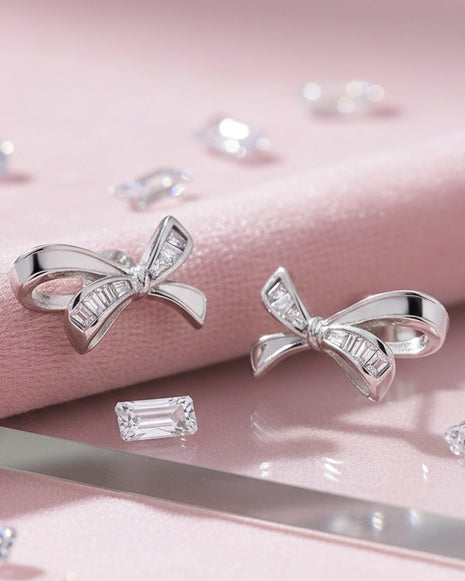 BowBelle Studs in 92.5 Silver model view - Silsila by Dvaar
