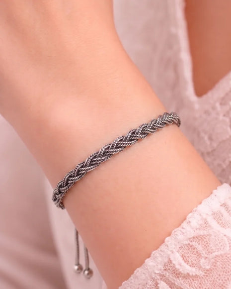 Oxidised Twisted Bracelet in 92.5 Silver