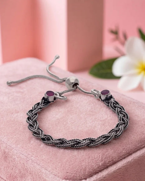 Oxidised Twisted Bracelet in 92.5 Silver