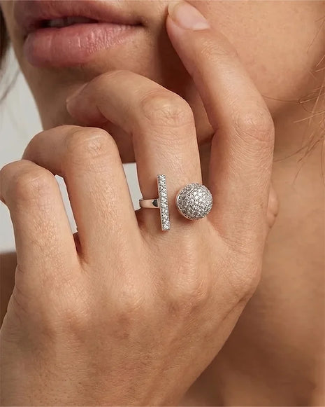 LuxeSphere Ring in 92.5 Silver - Silsila by Dvaar