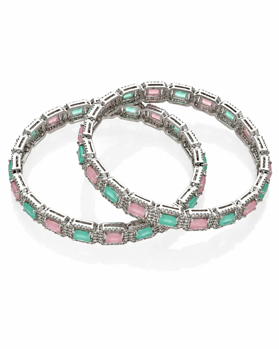 Mint Rhodium Bangles in 92.5 Silver