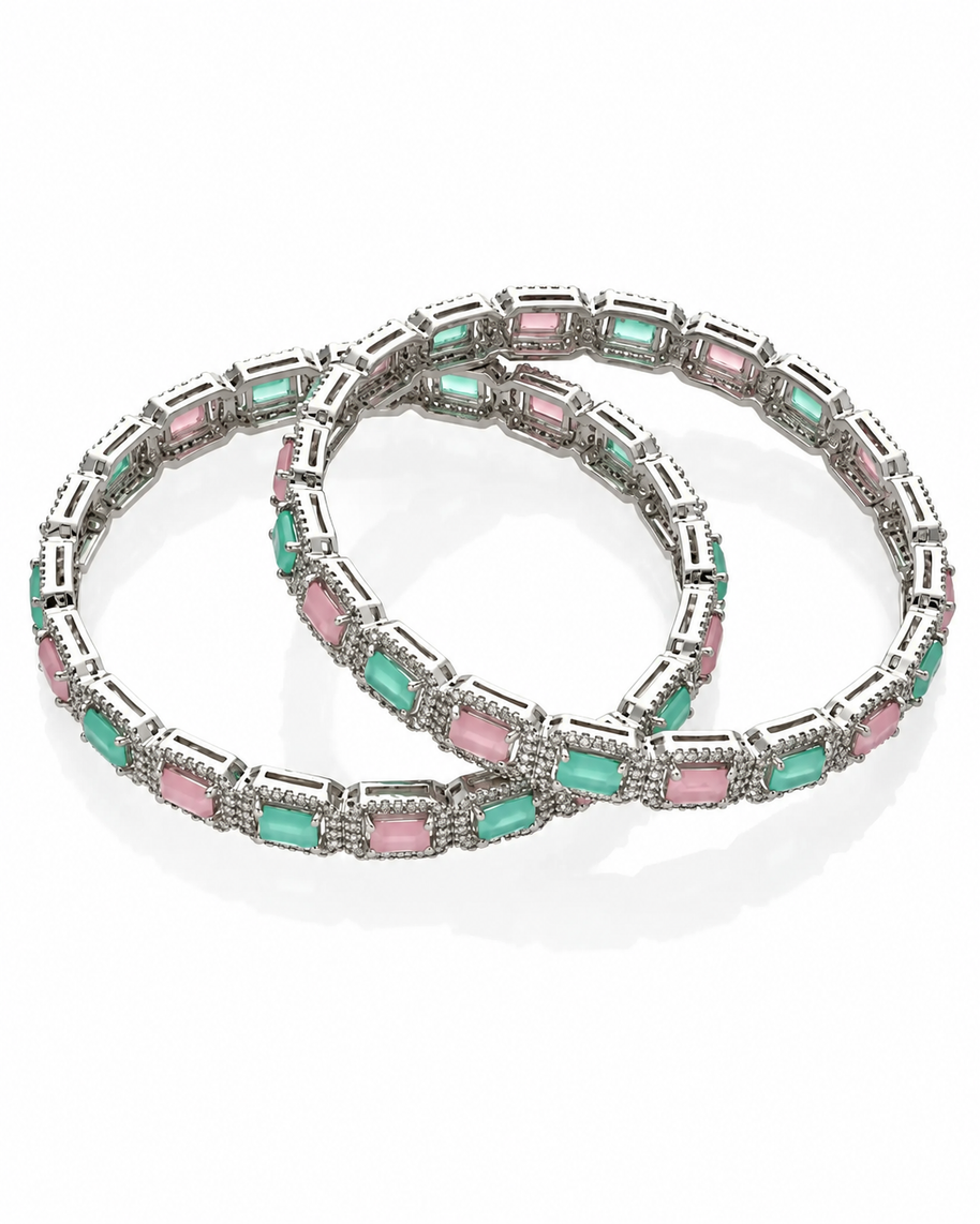 Mint Rhodium Bangles in 92.5 Silver