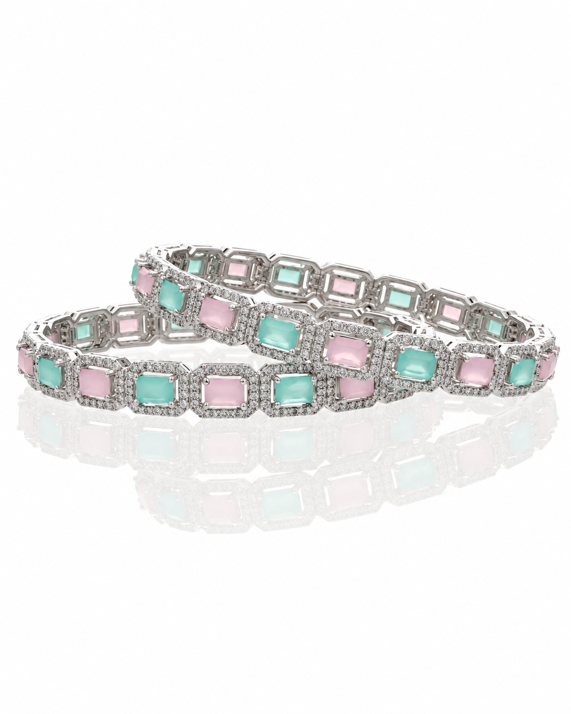 Mint Rhodium Bangles in 92.5 Silver