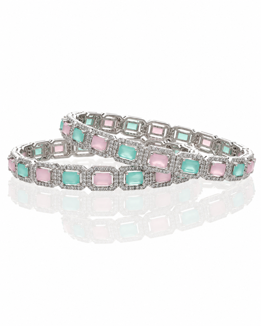 Mint Rhodium Bangles in 92.5 Silver