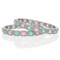 Mint Rhodium Bangles in 92.5 Silver
