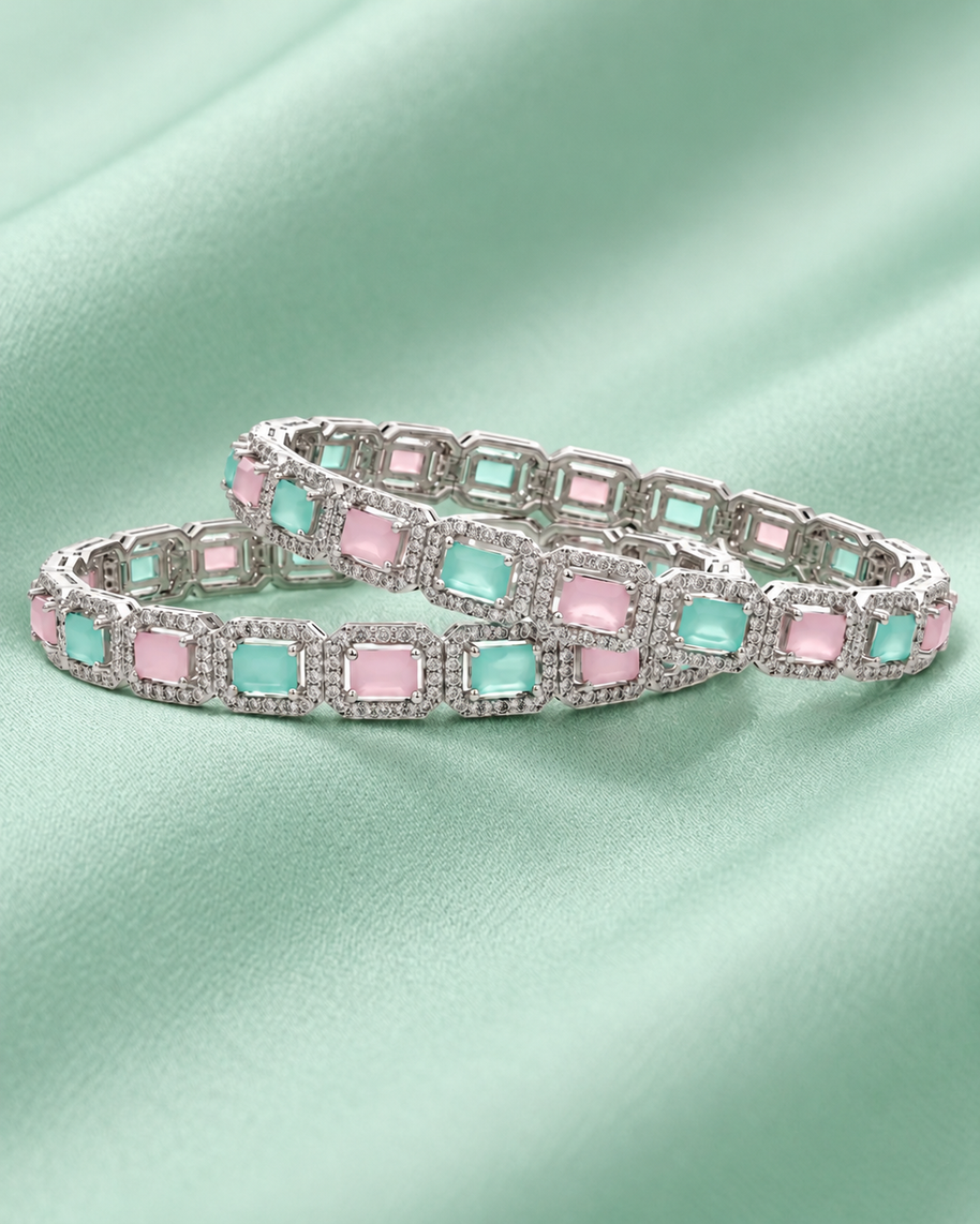 Mint Rhodium Bangles in 92.5 Silver