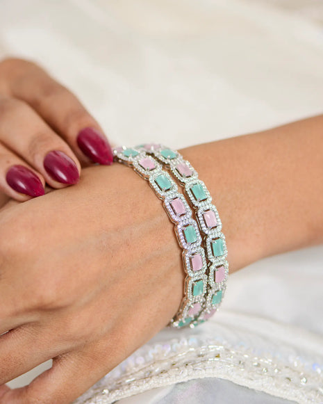 Mint Rhodium Bangles in 92.5 Silver