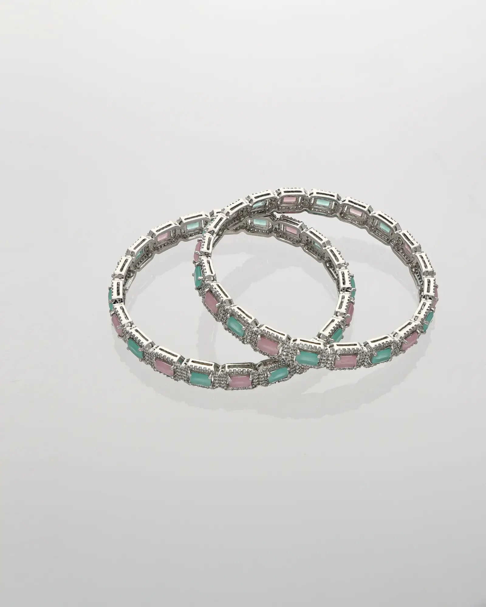 Mint Rhodium Bangles in 92.5 Silver