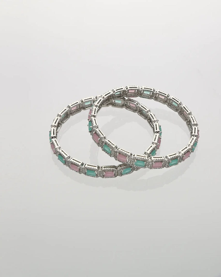 Mint Rhodium Bangles in 92.5 Silver