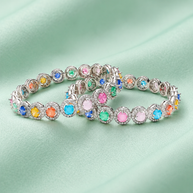 Rainbow Radiance Rhodium Bangles in 92.5 Silver