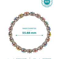 Rainbow Radiance Rhodium Bangles in 92.5 Silver