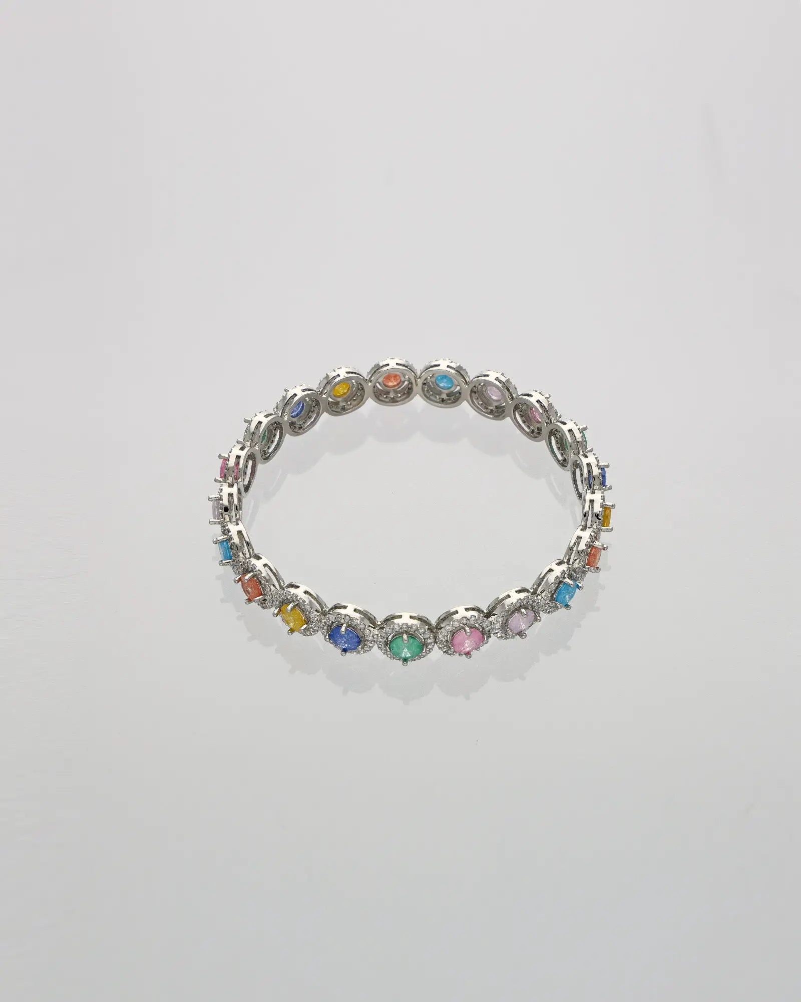 Rainbow Radiance Rhodium Bangles in 92.5 Silver