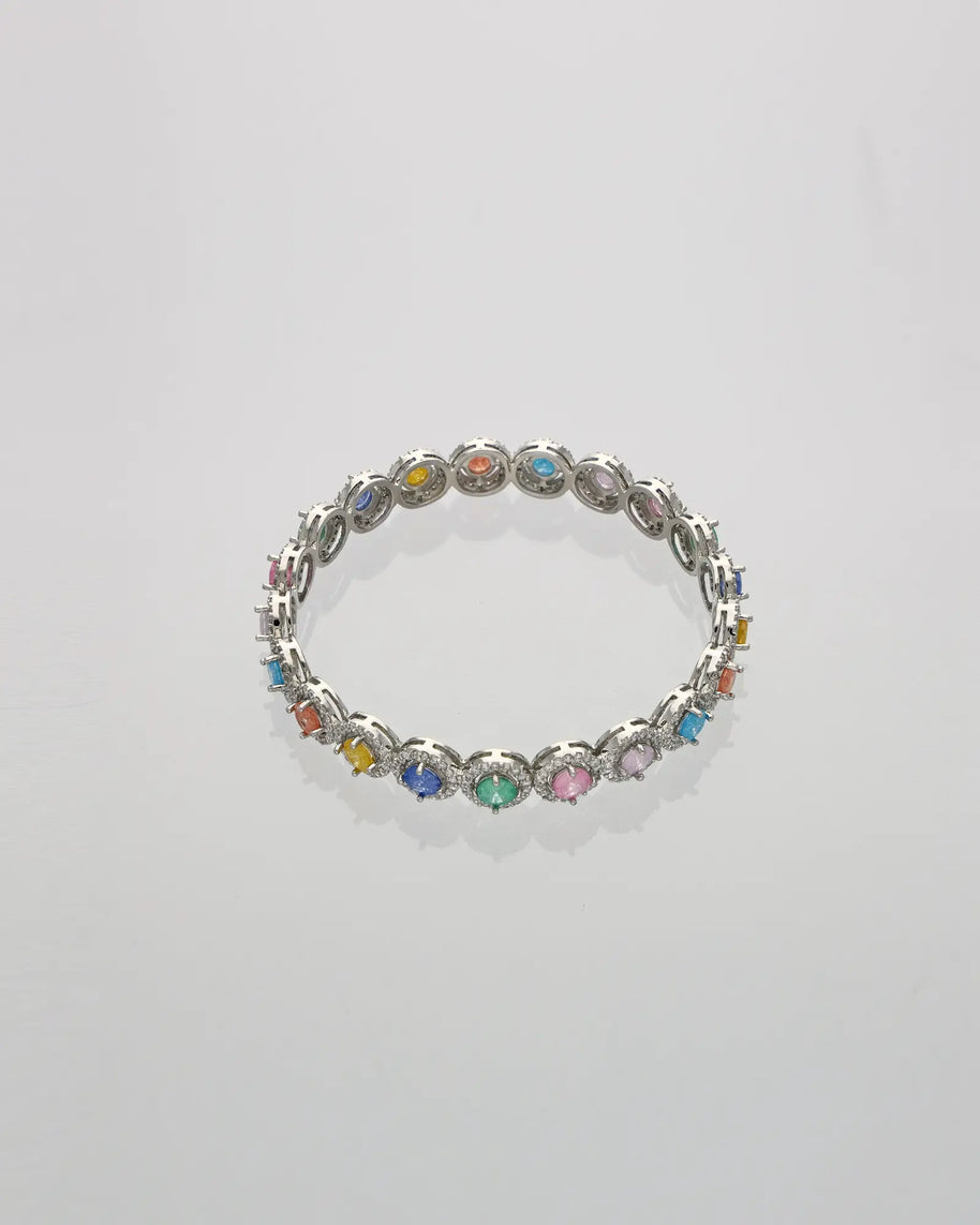 Rainbow Radiance Rhodium Bangles in 92.5 Silver