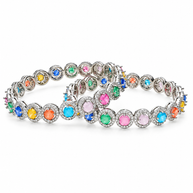 Rainbow Radiance Rhodium Bangles in 92.5 Silver