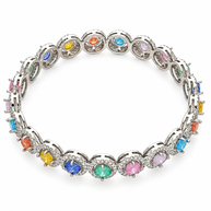 Rainbow Radiance Rhodium Bangles in 92.5 Silver