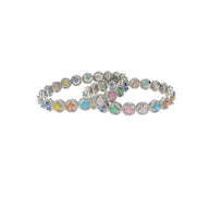 Rainbow Radiance Rhodium Bangles in 92.5 Silver