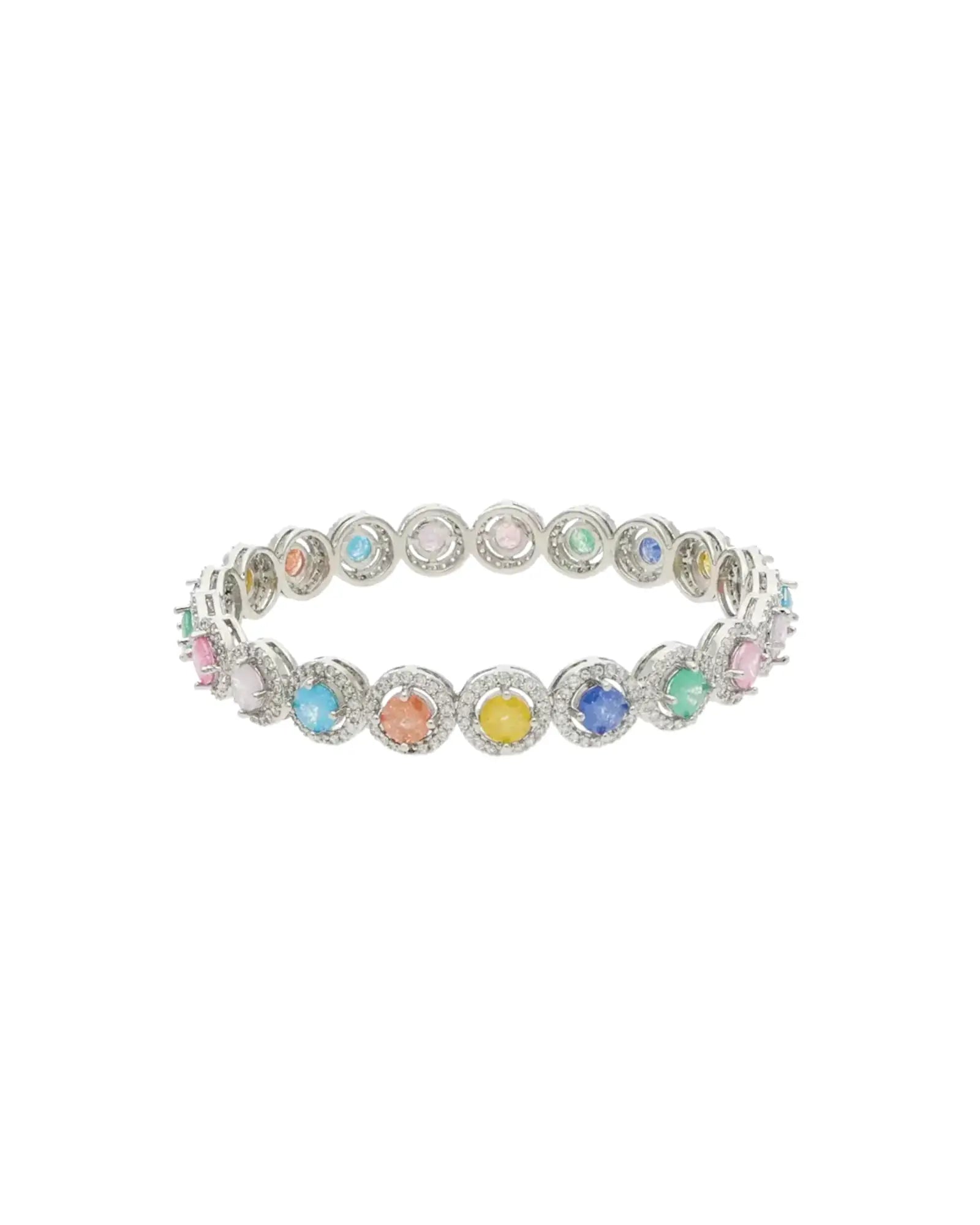 Rainbow Radiance Rhodium Bangles in 92.5 Silver