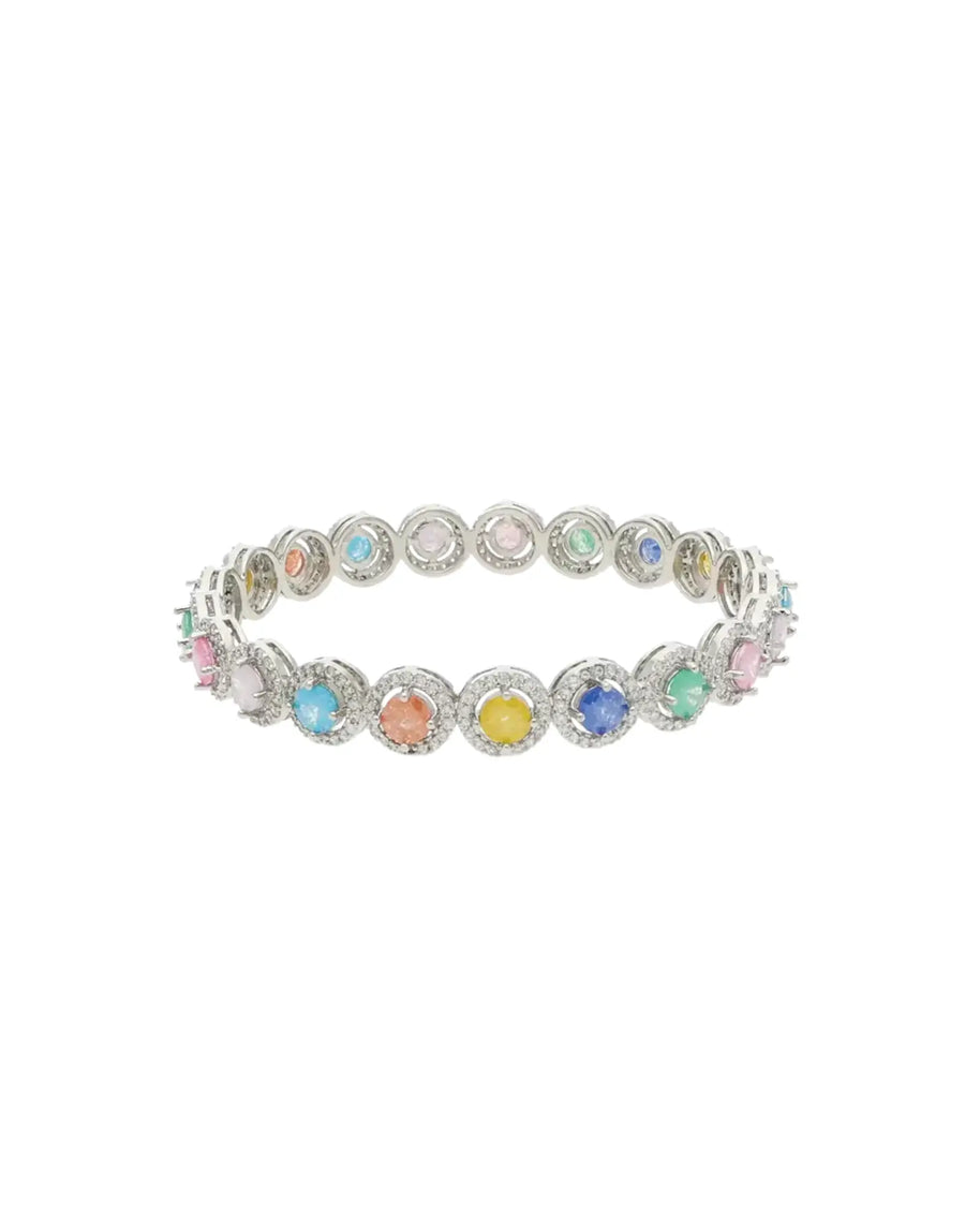 Rainbow Radiance Rhodium Bangles in 92.5 Silver