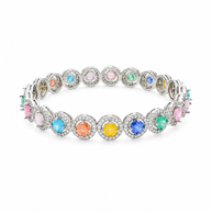 Rainbow Radiance Rhodium Bangles in 92.5 Silver