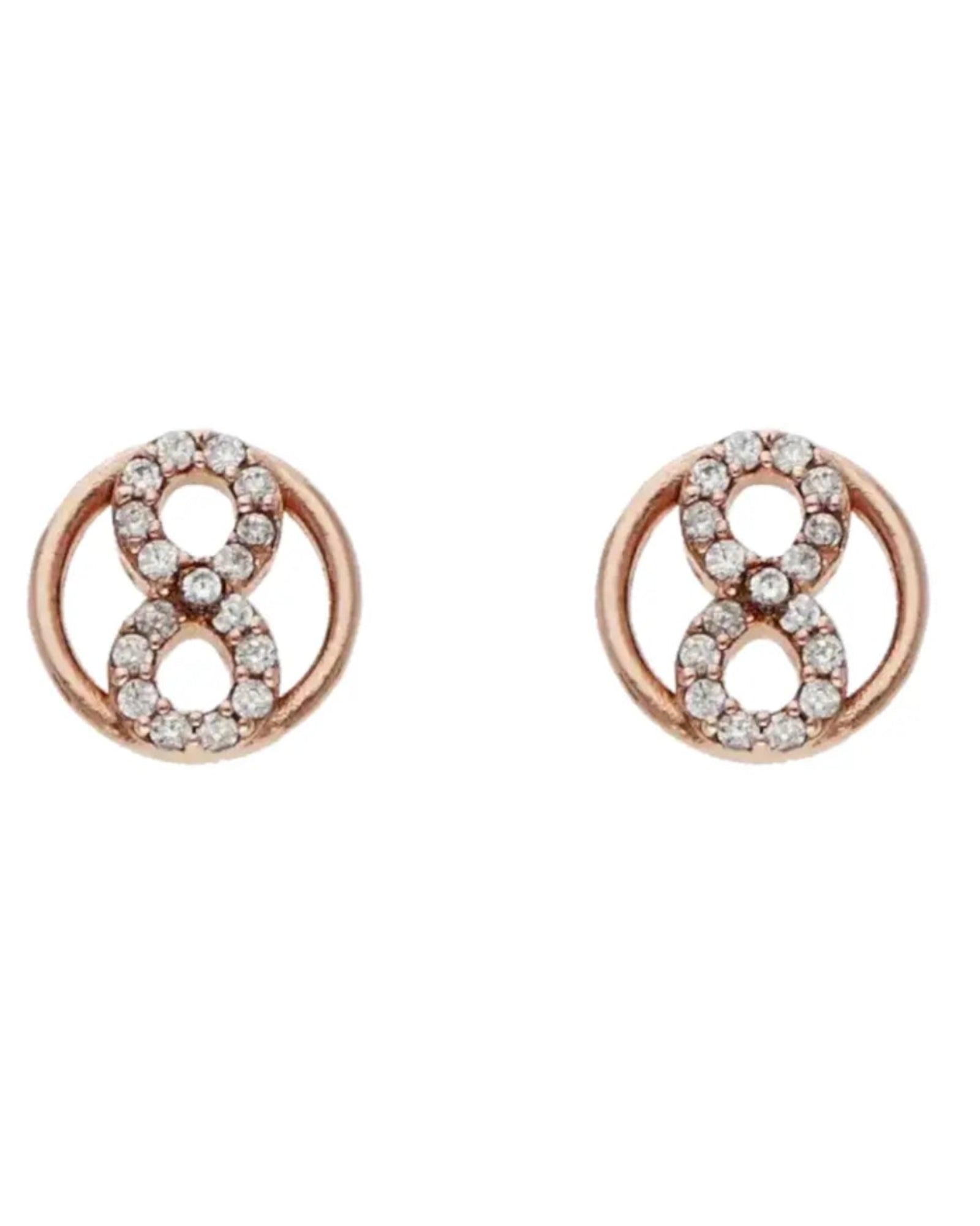 Infinity Studs in 92.5 Silver front view - Silsila by Dvaar