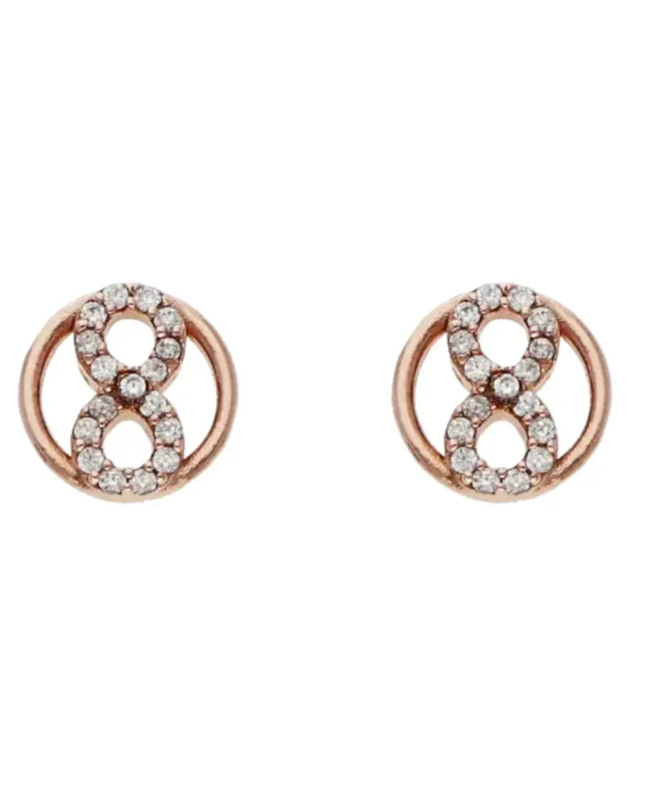 Infinity Studs in 92.5 Silver front view - Silsila by Dvaar