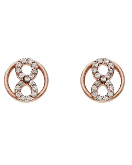 Infinity Studs in 92.5 Silver front view - Silsila by Dvaar