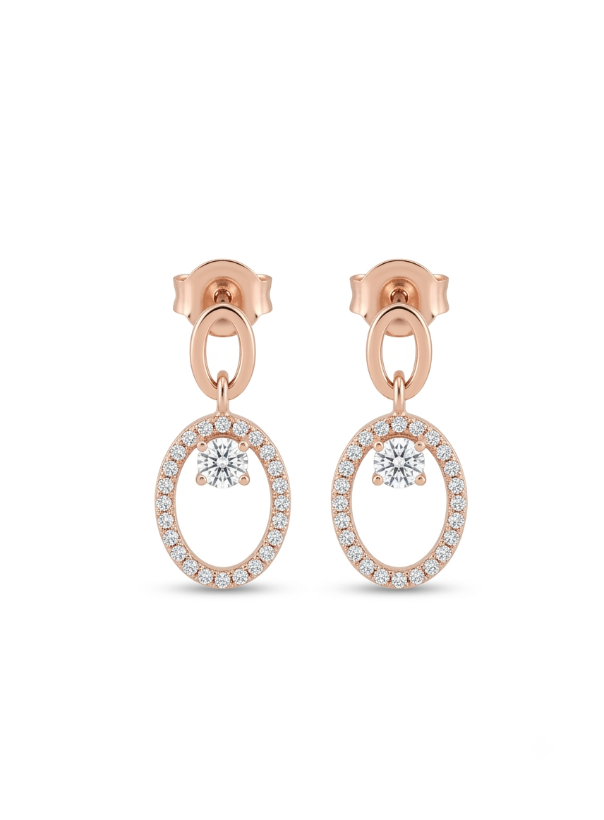 Radiant Rose Drop Earrings in 92.5 Silver