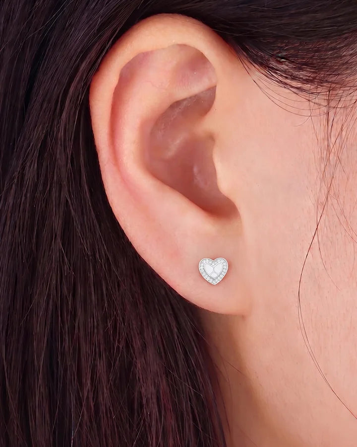 Twinkle Heart Studs in 92.5 Silver