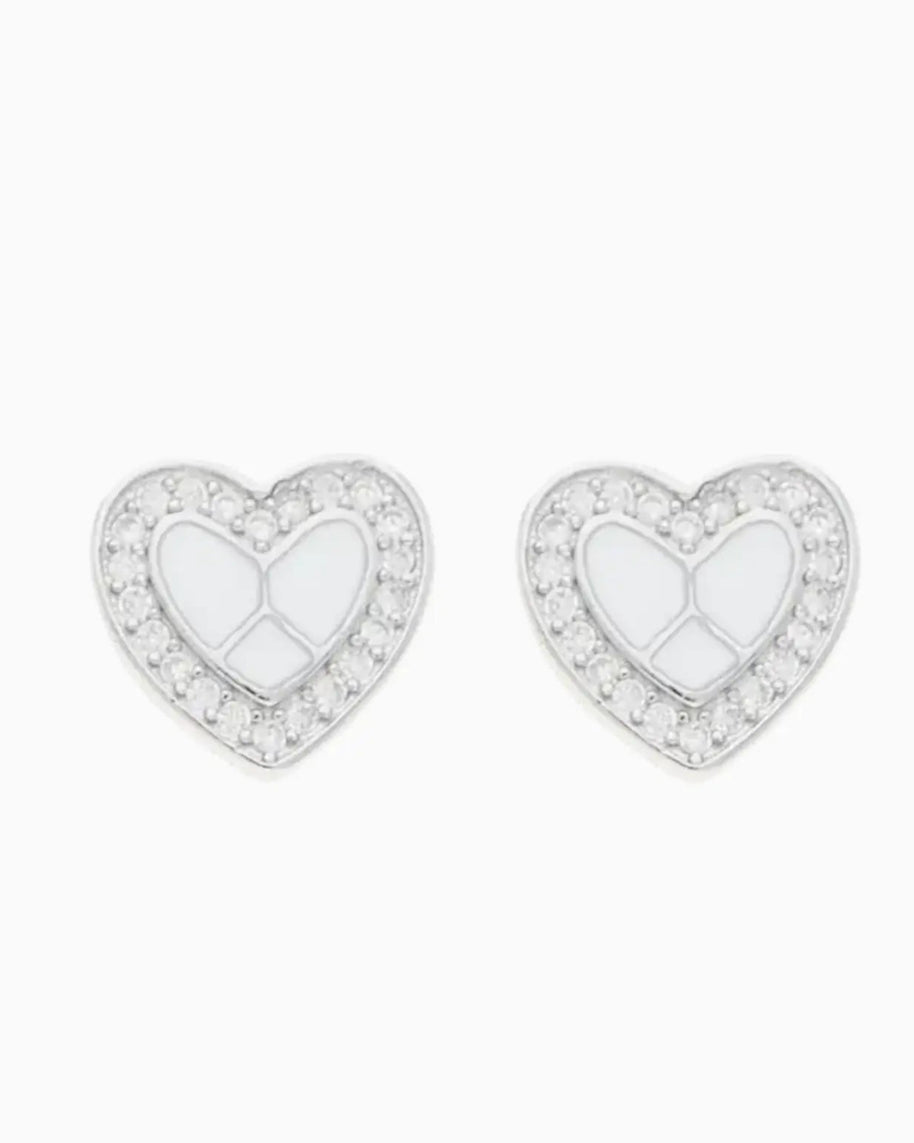 Twinkle Heart Studs in 92.5 Silver front view - Silsila by Dvaar