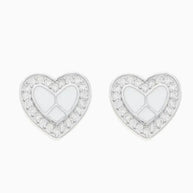 Twinkle Heart Studs in 92.5 Silver front view - Silsila by Dvaar