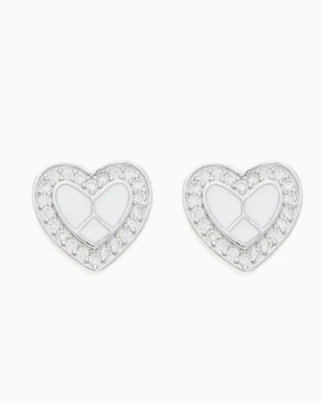 Twinkle Heart Studs in 92.5 Silver front view - Silsila by Dvaar