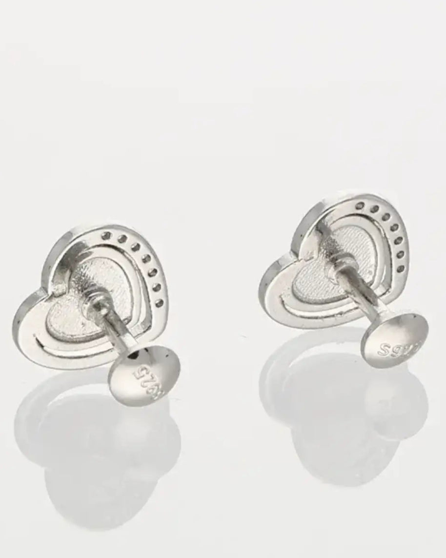 Twinkle Heart Studs in 92.5 Silver side view - Silsila by Dvaar