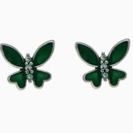 Emerald Butterfly Studs in 92.5 Silver