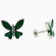Emerald Butterfly Studs in 92.5 Silver