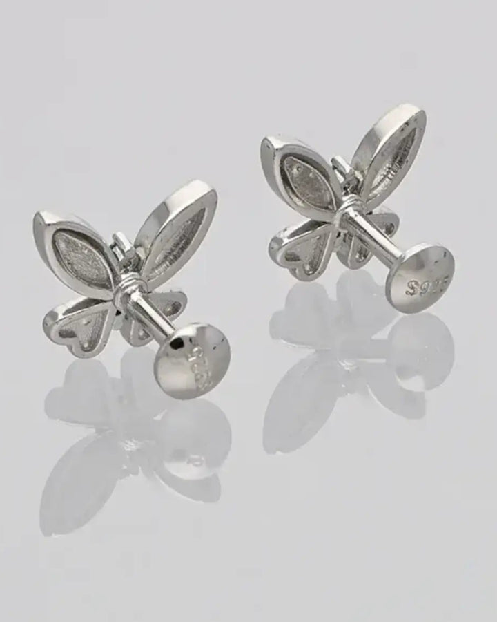 Emerald Butterfly Studs in 92.5 Silver