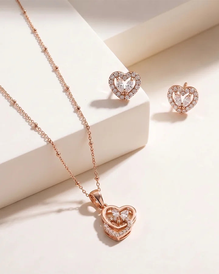 Dual Heart Charm Duo in 92.5 Silver