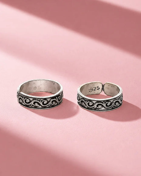 Filigree Toe Rings in 92.5 Silver - Silsila by Dvaar