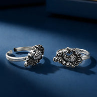Peacock Toe Rings in 92.5 Silver - Silsila by Dvaar