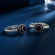 Manik Toe Rings in 92.5 Silver - Silsila by Dvaar